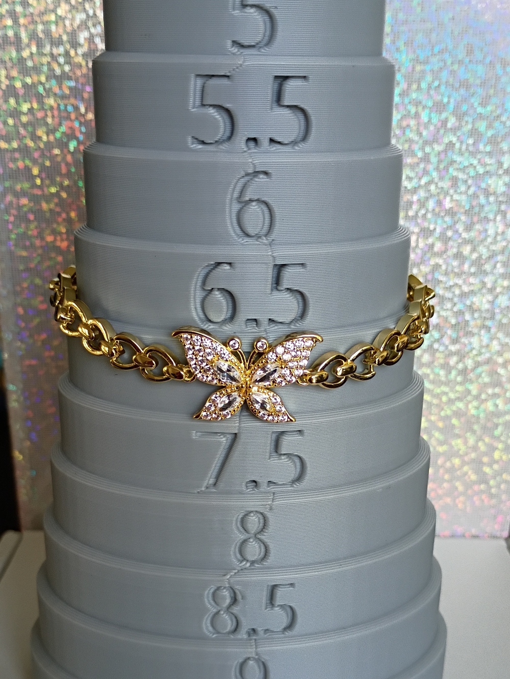 New Gold Tone Butterfly Chain Bracelet with Clear Crystals 🚨 - Picture 3 of 7